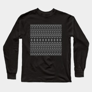 Aztec Essence II Gray on Black Pattern Long Sleeve T-Shirt